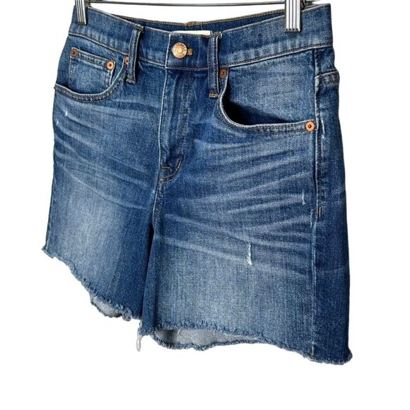 Madewell High Rise Jean Shorts Womens Size 25 Blue Denim Stretch Raw Hem - Picture 2 of 10